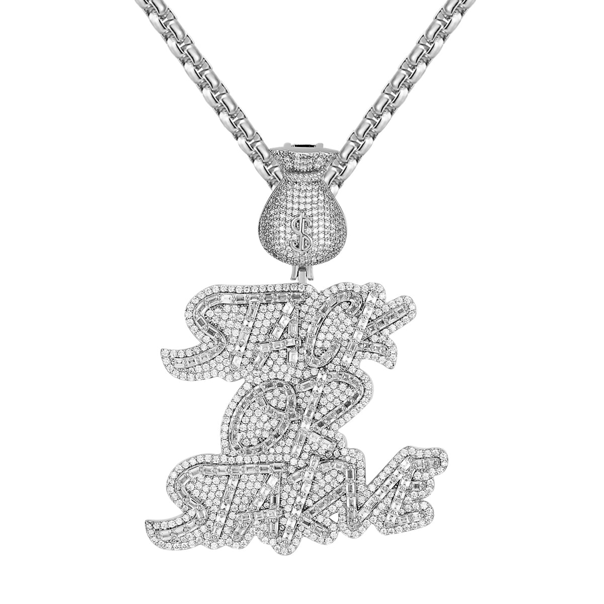 Mens Money Dollar Bag Stack Or Starve Micro Pave Micro Pave Iced Out