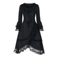 thumbnail image 2 of Fesfesfes Sexy Women Gowns Patchwork Skull Lace Splicing Long Sleeve Vintage Party Dress Plus Size $10, 2 of 6
