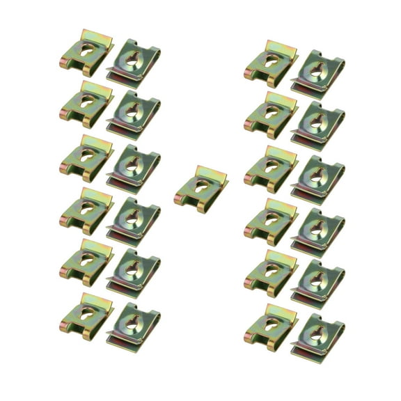 Unique Bargains 25pcs 65Mn Steel Speed Fastener U Nut Brass Tone for M5 Screw Bolt