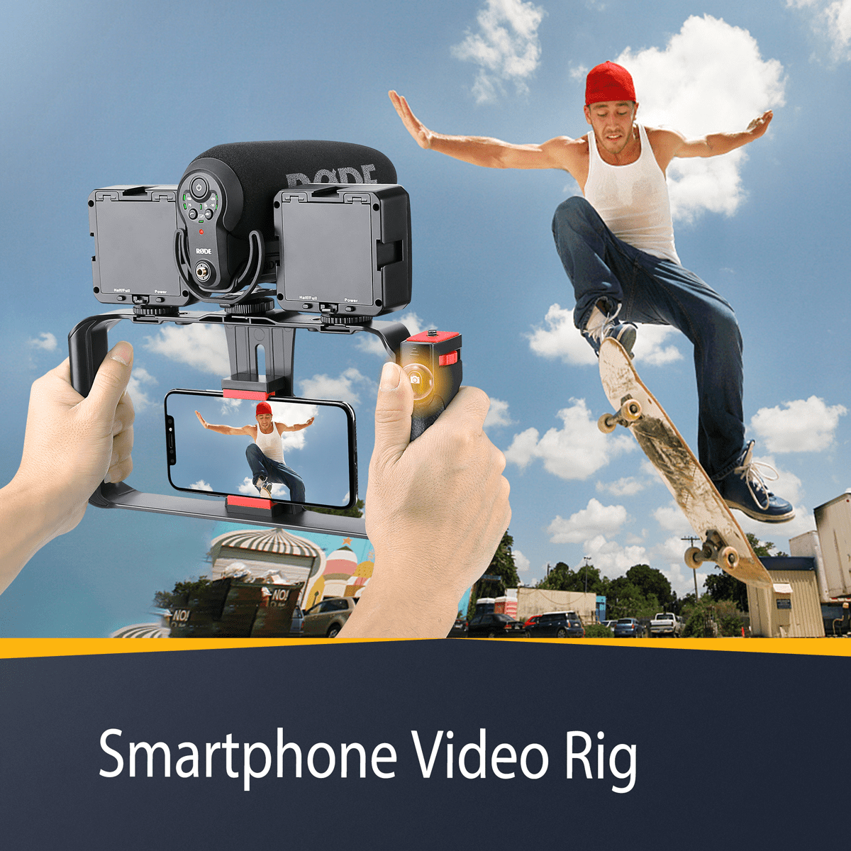 Zeadio Handheld Camera Stabilizer with Smartphone Grip, Compatible with DSLR, Camcorders, Action Cameras, Smartphones