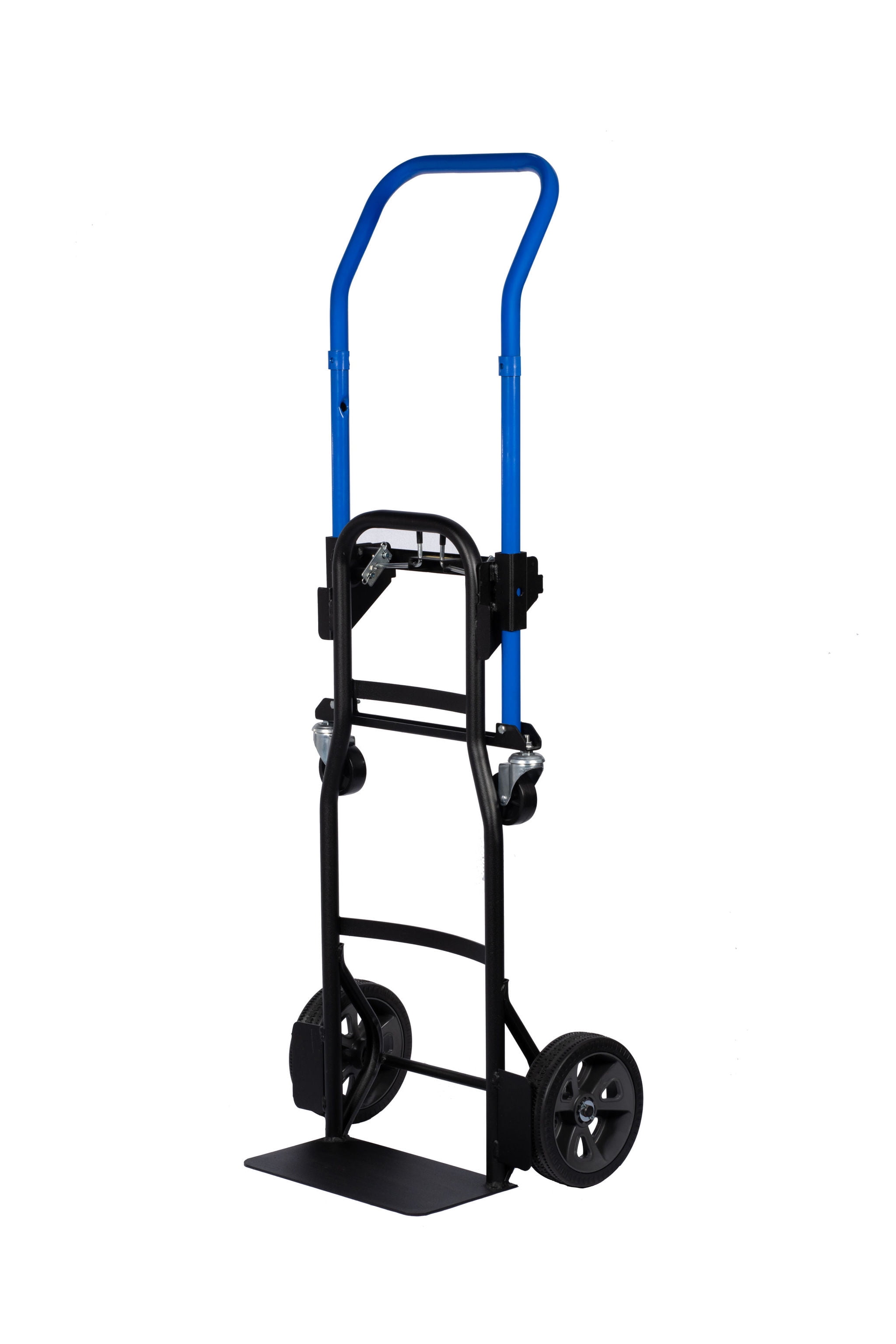 Harper Trucks JDCJ0423 600/700 lb. Capacity 4-in-1 Convertible&nbsp;Hand Truck with 8" Flat Free Wheels, Blue&nbsp;Handle/Black&nbsp;Frame