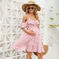 thumbnail image 3 of Maternity Nursing Dress Womens Spaghetti Strap Ruffle Sleeve Daisy Printed Tiered Flowy Swing, 3 of 5