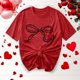 thumbnail image 2 of Primavera Top Mujeres Moda Casual Nueva Cinta de Arco Impresa Cuello Redondo Camiseta de Manga Corta, Camiseta de Cuello Tripulado, 2 of 8