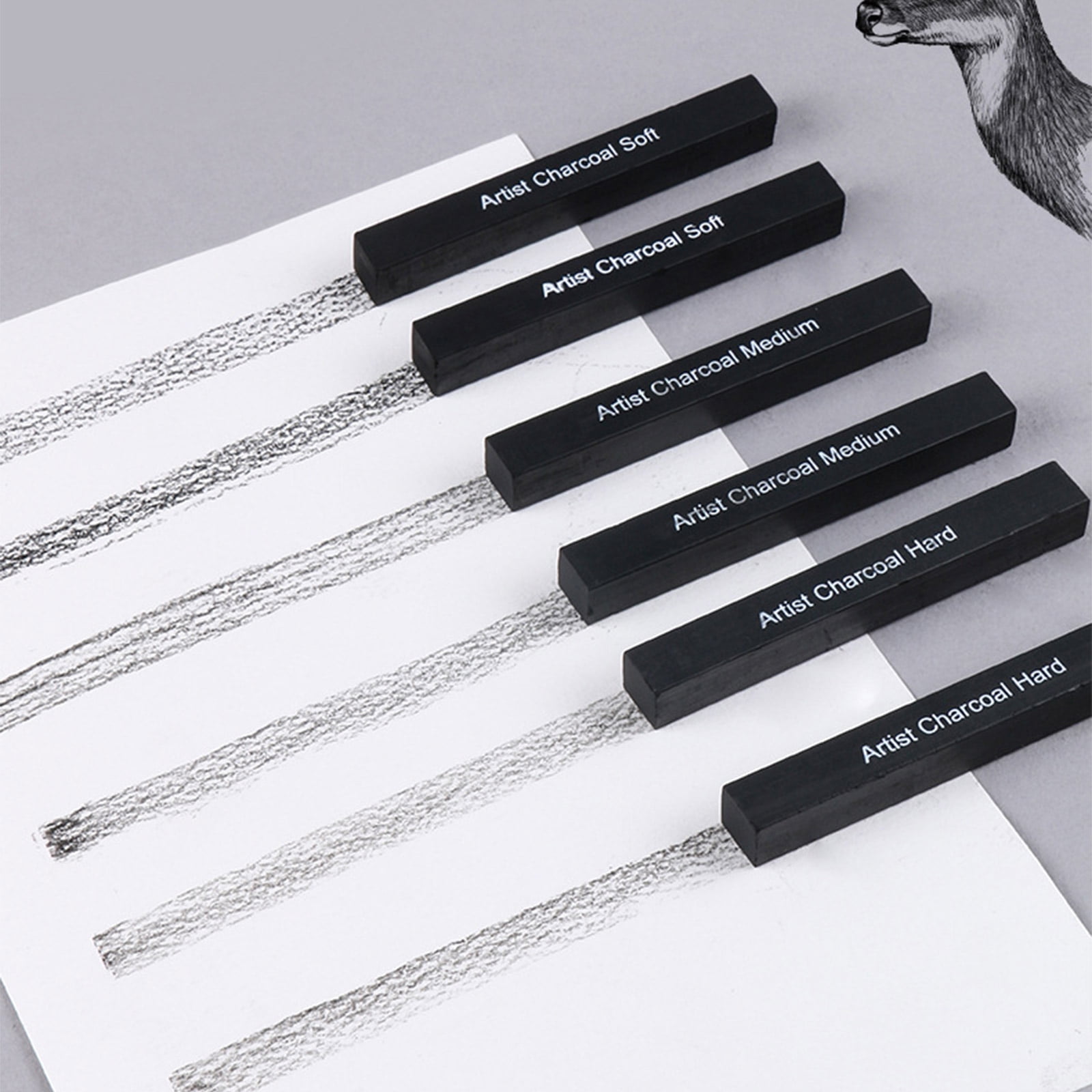 Artist Compressed Charcoal Sticks Square Black Coal Pencils Sketch