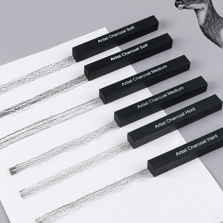 Artist Compressed Charcoal Sticks Square Black Coal Pencils Sketch Art  Supply 6x 