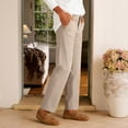 thumbnail image 4 of Women's Daily Elastic Waist Straight Leg Pants with Pockets Solid Loose, 4 of 4