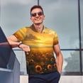 thumbnail image 4 of Vsdgher Sunflower Sunset Rainfall Polo Shirts for Men, Men's Short Sleeve Stretch Polo Shirt, Shirts for Men-4X-Large, 4 of 6