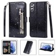 thumbnail image 1 of Case for FOXDOCK Samsung Galaxy S23 Plus Glitter Zipper Wallet Case with Short Hand Strap, 1 of 4