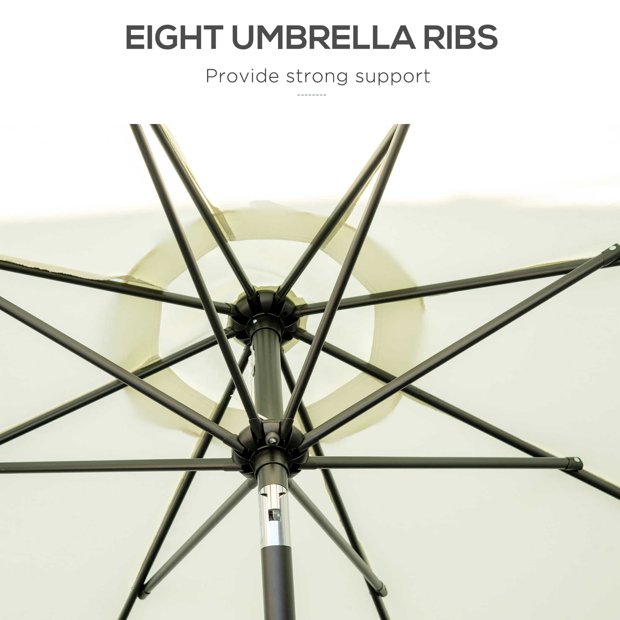 Outsunny 9ft Patio Umbrella with Tilt, Ruffled Outdoor Umbrella, Cream