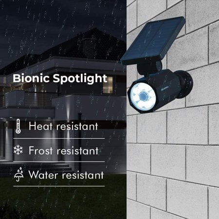Bell + Howell Bionic Spotlight Spot solaire Détecteur de mouvement de 25  pieds, panneaux solaires, patio résistant au gel étanche, cour et éclairage  extérieur comme on le voit à la télévision, noir