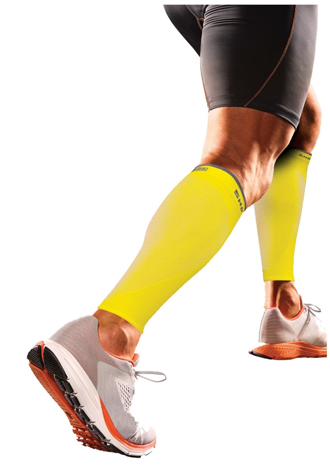 Shock Doctor SVR Compression Calf Sleeves (Neon Yellow, S)
