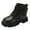 a-Brown13455, variant on VNKIDY Girls Kids Solid Color Flat Thick Heel Boots Lace Up Side Zip Traction Sole Ankle Shoes For Casual Daily Outdoor Activities Versatile Footwear
