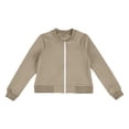 thumbnail image 5 of Full Zip Track Jackets for Girls Boys Textured Lightweight Jackets Casual Stand Collar Coat Fall Outerwear Camping Walking Hiking Khaki 13 Years, 5 of 7