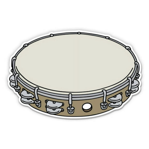 Tambourine - 3" Vinyl Sticker - For Car Laptop I-Pad Phone Helmet Hard Hat - Waterproof Decal