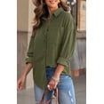thumbnail image 1 of Women's Green Corduroy Button Pocket Shirt, 1 of 15