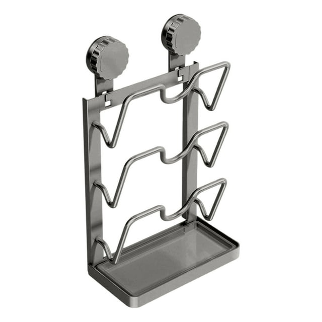 zhangmingg Kitchen Lid Organizer Rack Efficient Countertop Storage Solution with Removable Tray for Pot Lids and Utensils