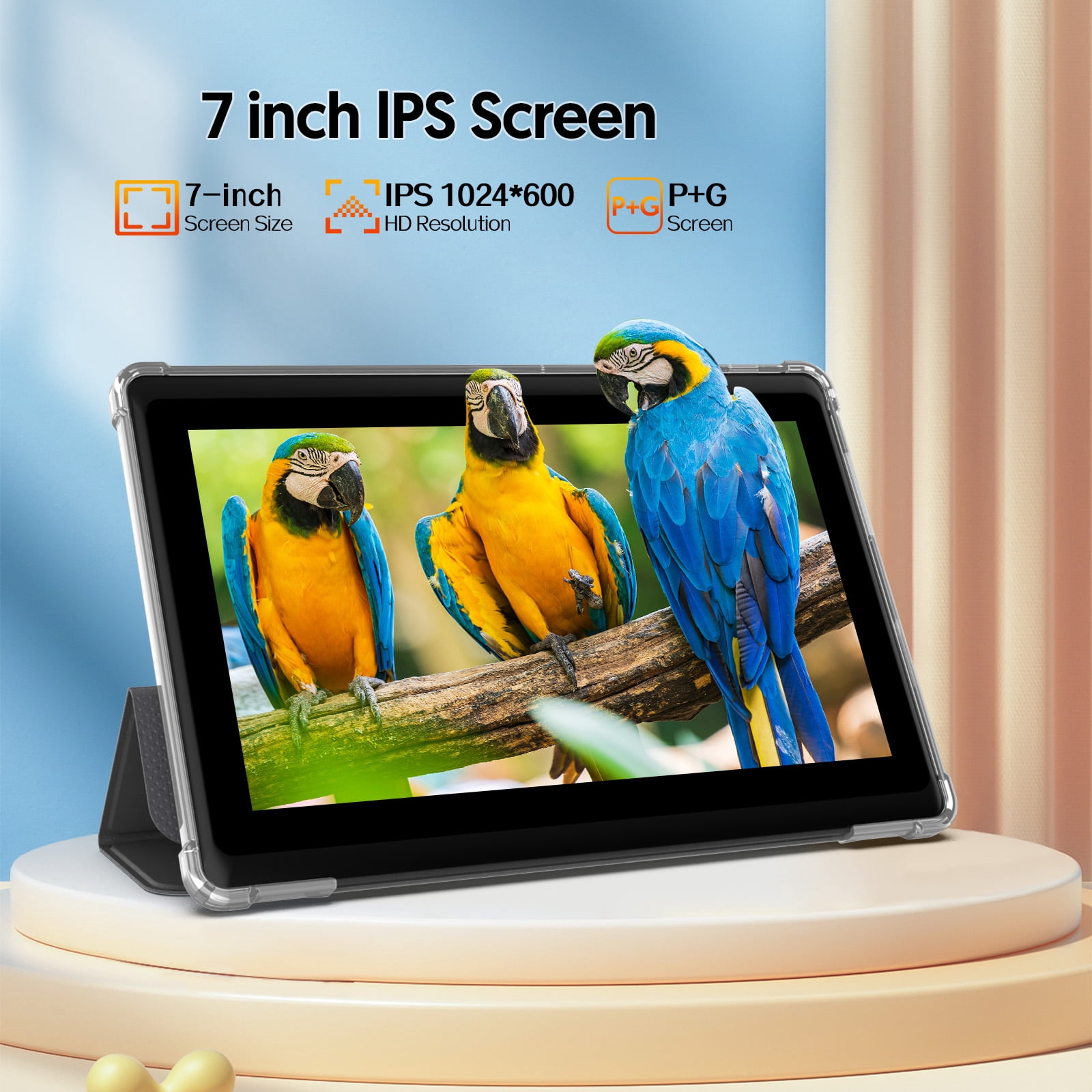 7 inch Tablet, Android 13 Tablet with Case, Quad Core Tablet,1024 x 600 IPS Touch Screen,4GB RAM 32GB ROM 1TB Expandable,Dual Camera, 3500Mah - Black