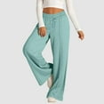 thumbnail image 3 of Fashion Simple Series Solid Color Pants for Women Leisure Loose Wide Leg Pants Comfy Straight Leg Pants with Strap Pockets, 3 of 7