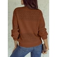 thumbnail image 3 of Eytino Sweaters for Women Sweaters Long Sleeve V Neck Crochet Casual Knit Pullover Hollow Out Lightweight Oversized Sweaters Coffee M, 3 of 8