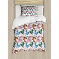 thumbnail image 1 of Butterfly Duvet Cover Set Twin Size, Floral Arrangement with Vibrant Colored Butterflies with Ethnic Design Elements, Decorative 2 Piece Bedding Set with 1 Pillow Sham, Multicolor, by Ambesonne, 1 of 3