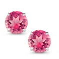 thumbnail image 2 of Gem Stone King 14K White Gold Pink Mystic Topaz Stud Earrings for Women Men (3.30 Cttw, Gemstone Birthstone, Round 7MM), 2 of 5