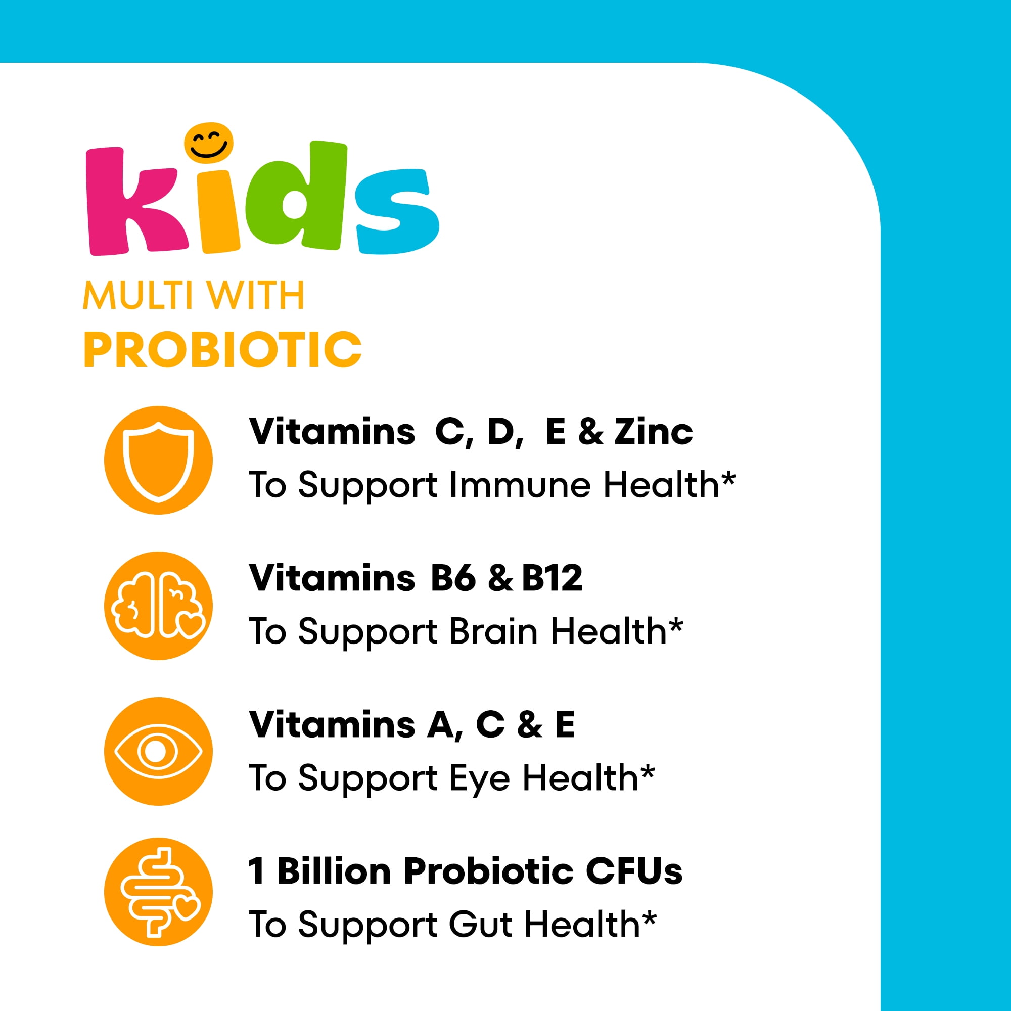 One A Day Kids Multivitamins Gummies with Immune Support, and Probiotics for kids Gut Health, Orange Flavor, 60 Count