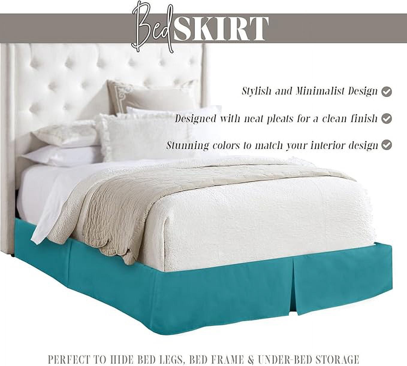 Elegant Comfort 1-Piece Solid Bed Skirt, 1500 Thread Count, Minimalist Design, Easy Care, Wrinkle and Stain Resistant , Twin, Tempo Teal