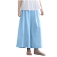 thumbnail image 3 of BXINGOHAI Kids Girls High Waist Wide Leg School Uniform Pants Blue 5 Years, 3 of 7