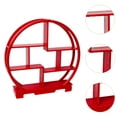 thumbnail image 6 of FashionCha Wooden Display Shelf Cabinets Rack Round Sturdy Chinese Display Stand for Office red, 6 of 9
