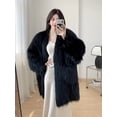 thumbnail image 4 of Abrigo de piel natural de zorro de doble cara tejido real para mujer, abrigo elegante a la moda con cuello en V, chaqueta de felpa larga y cálida para invierno, 4 of 4