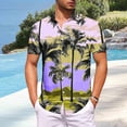 thumbnail image 4 of Purcolt Hawaiian Shirts for Men Summer Casual Palm Print Collared Button Down Shirt Tropical Quick Dry Tee Tops for Beach Party Vacation, 4 of 7