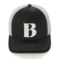 thumbnail image 2 of Daxton Baseball Trucker Hat 3D Capital Alphabet Letters Structured Mid Profile Cap, Black White Hat, White Letter B, 2 of 2