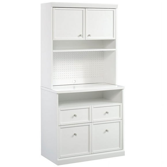 Sauder Craft Pro Storage Cabinet with Hutch in White