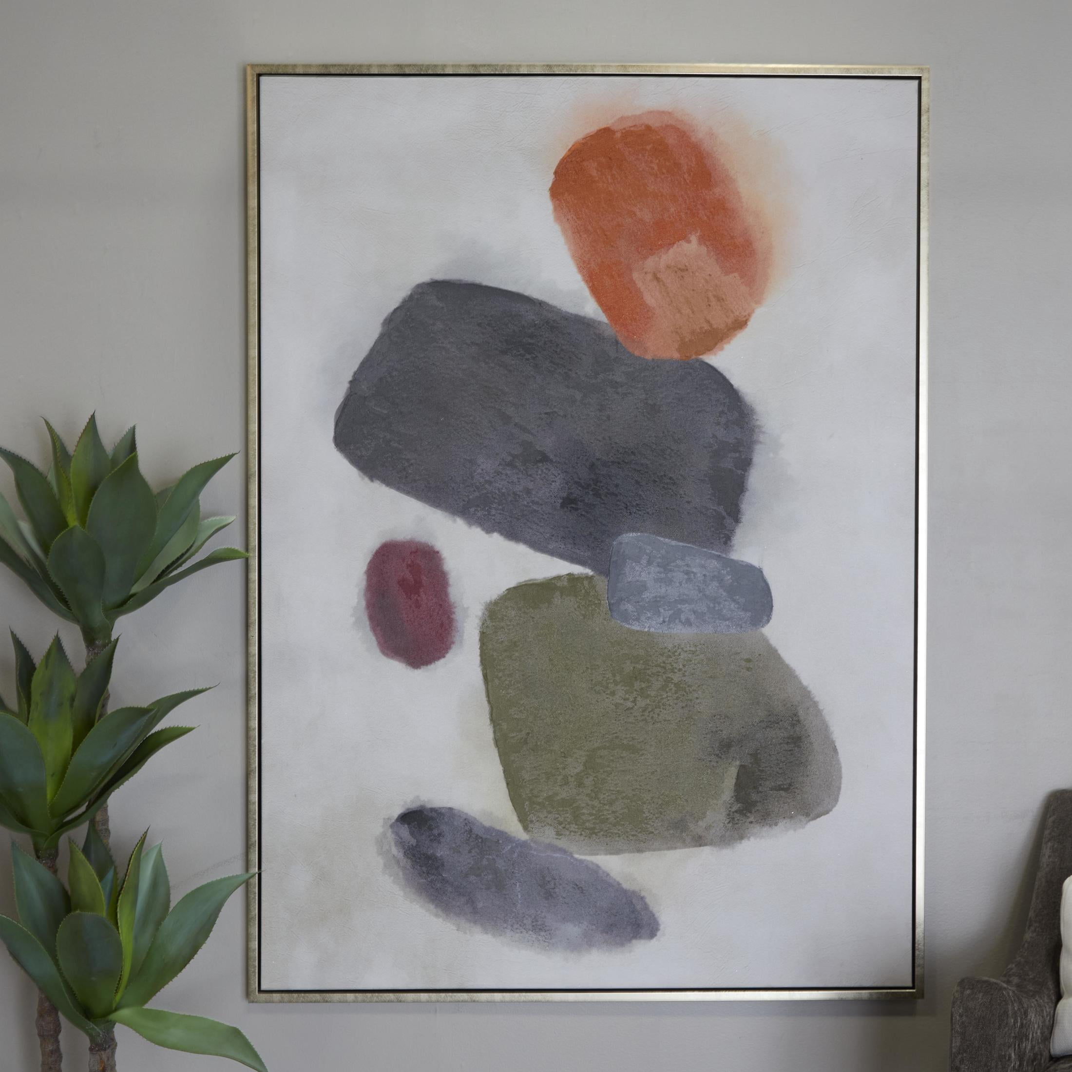 66" x 48" Abstract Square Shaped Geometric Framed Wall Art with White Washed Backing, by DecMode