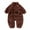 Brown, variant on Fall Winter Newborn Rompers Baby Pajamas Long Sleeve Cute Cartoons Bear Flannel Plush Hooded Romper Jumpsuit with Zipper 0-24Months Infantis Costume