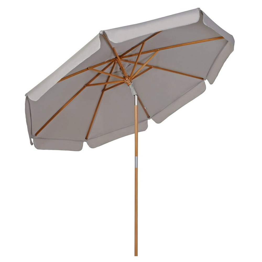 Sekey 9ft / 2.7m Outdoor Wooden Umbrella Gray/Grey, Patio Umbrella Gray
