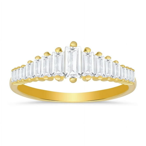 Kylie Harper 14k Yellow Gold Over Silver Art Deco Baguette-cut CZ Ring