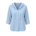 thumbnail image 6 of Axiiglly 3/4 Sleeve Tops for Women Cotton Linen Button Down Sun Protection Shirts Lightweight Breathable Summer Casual Hiking Shirt, S-2XL, 6 of 6