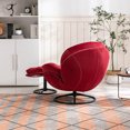 thumbnail image 3 of Velvet Swivel Accent Chair with Ottoman Set, Modern Lounge Chair with Footrest, Comfy Armchair with 360° Swiveling for Living Room, Bedroom, Reading Room, Home Office, Metal Base Frame, Red, 3 of 7