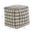 thumbnail image 5 of Weston Home Dinant Upholstered Square Pouf Ottoman, Ivory & Black Plaid Pattern Fabric, 5 of 5
