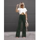 thumbnail image 1 of Pantalones casuales de pana de color sólido de primavera para mujer, pantalones micro elegantes de cintura alta, pantalones con botones, 1 of 6