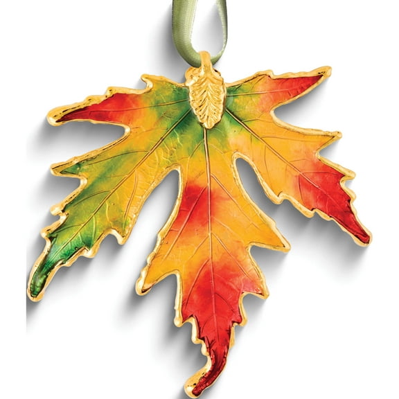 Fashion Lacquer Dipped 24K Trim Multicolor Silver Maple Decorative Leaf (80 X 97) Made In Thailand gm3847