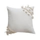 thumbnail image 2 of Funda de cojín decorativa beige con borlas | Funda de cojín cuadrada de poliéster de 45 x 45 cm para sofá, silla, cama o coche | Sin relleno | Cierre de cremallera fácil para decoración del hogar, 2 of 6