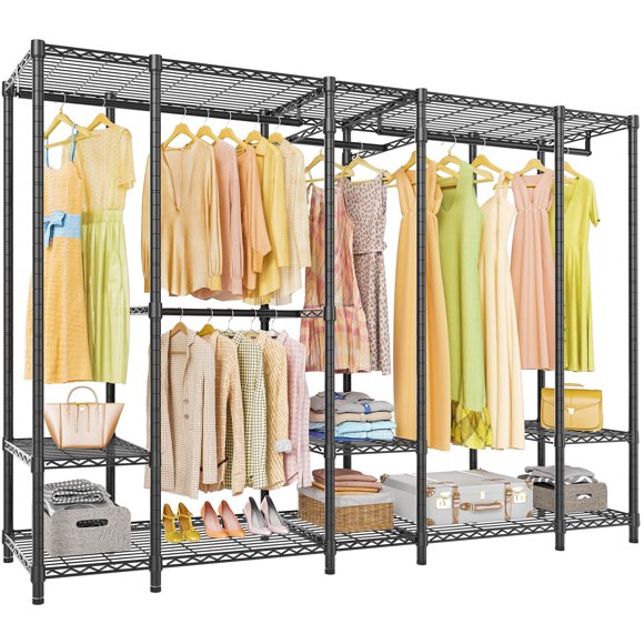 VIPEK V50i Extra Large Portable Closet Rack Bedroom Armoire Freestanding Wardrobe Closet, Heavy Duty Clothes Rack Multi-Functional Metal Clothing Rack for Hanging Clothes, Max Load 1300lbs, Black