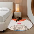 thumbnail image 2 of Round Rugs 3Ft, Beige Boho Round Area Rug Washable Indoor Throw Carpet, Modern Abstract Art Geometric Striped Small Non Slip Circle Rug for Bedroom Living Room Home Decor Aesthetic, 2 of 8