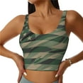 thumbnail image 2 of Haiem Jungle Green Camo USA Flag Pattern Womens Sports Bra - U Neck Padded Low Impact Yoga Bra Workout Crop Top Gym Moisture-Wicking Workout Vest -XX-Large, 2 of 9