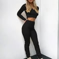 thumbnail image 3 of Bigersell Women Ease into Comfort Pants Full Length Pants Women Casual V Neck Solid Sports Full-Sleeve Zipper Hooded Pants Suit Ladiess Winter Pants, 3 of 7