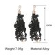 thumbnail image 3 of Elegantes pendientes largos de aleación con forma de gota para mujer, accesorio con dije colgante, aretes con borlas negras, 3 of 4