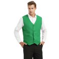 thumbnail image 4 of 5 Packs Unisex Waiter Uniform Vest Bartender Waitress Botton Workwear with Pockets for Men Women-Green-XL, 4 of 7