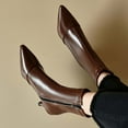 thumbnail image 5 of Lovzfmll Ankle Boots for Women, Metallic Ankle Pointed Toe Mid Heel Side Zipper, Mid Heel Pointy Toe Chelsea Leather Boots Fall Brown Boots, 5 of 5